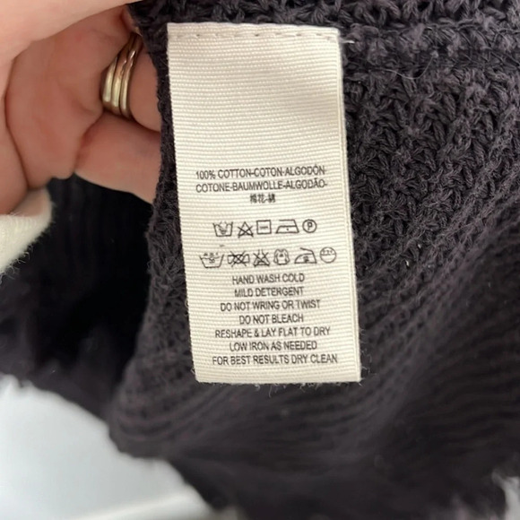 Free People Moonshine Cold Shoulder Knit Charcoal Grey Sweater - Picture 6 of 8